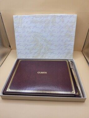 New CR Gibson Heritage Burgundy Guest Book with Pen Box 1000 Entries Wedding